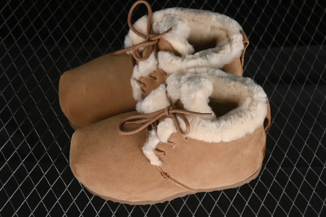 💰520 UGG Pumped Lace Up cow split leather warm and thickened snow boots 1158261 maroon #All shoes are made from the same factory as ZP. Brand OEM production line. Fully follow the ZP process and pay attention to every detail. Size: 35 36 37 38 39 40